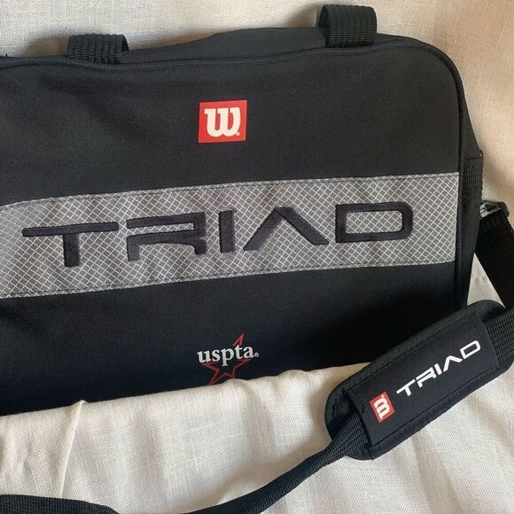 Wilson Bag Unisex 15.5” USPTA Triad Black Tennis Gym Shoulder Travel Case - Picture 3 of 13